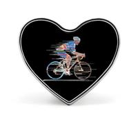 Racer Bike Pop Art Badge Pin Brooch Heart Shape Button Aluminum Decor for Backpacks Hats