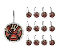 Racer in a Victory Pose with Checkered Flags and Wing Bathroom Shower Curtain Hooks, 12 Pcs Stainless Steel Shower Curtain Hooks Rings for Bathroom Bedroom Curtains