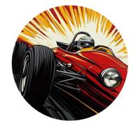 Racer Race Car Pattern Small Round Mouse Pad, Anti-Slip Rubber Computer Mousepad for Office Home Gaming Laptop, 10 x 10 Inch