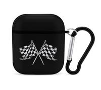 Racer Race Checkered Flags Earphone Case Cover Compatible with AirPods 1&2 Shockproof Bluetooth Headset Case Black-style
