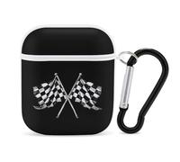 Racer Race Checkered Flags Earphone Case Cover Compatible with AirPods 1&2 Shockproof Bluetooth Headset Case White-style