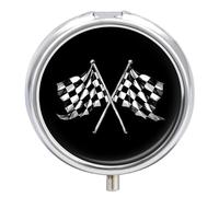 Racer Race Checkered Flags Pill Box 3 Compartment Small Portable Medicine Case Pill Organizer for Pocket Purse