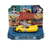 Racer X Shooting Star #9 Yellow with Collectible Tin Display Speed Racer 1/64 Diecast Model Car by Johnny Lightning JLDR015-JLSP121