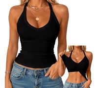 Racerback Vest Top with Built in Bra Women V-Neck Cotton Rib Basic Long Tanks Y2k Going Out Tops Racer Back Tank Top for Women Padded Ribbed Long Tank Fitted Basic Cami Tops
