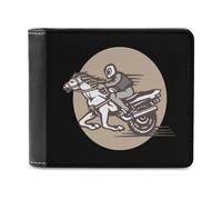 Racer's Horse Wheel Men's Bifold Wallet Slim Cash Card Holder Leather Purse