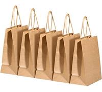 RACETOP Brown Kraft Paper Bags with Handles Bulk, 5.9"x3.2"x8.3" 100Pcs Paper Gift Bags with Handles Bulk, Paper Shopping Bags