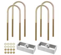 Racewill 1-1/2 inch Universal Leaf Spring Lowering Block Kits, 5" Length x 2-1/3 Width Blocks, with 4 Pack Heavy Duty Galvanized U-Bolts