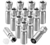 Racewill 12 Pack 1/4" Hydraulic Hose Fittings, 1/4" I.D. Hose x 3/8" JIC 37° Female with Protection Cover Hydraulic Hose End Swivel Crimp Fitting Kits