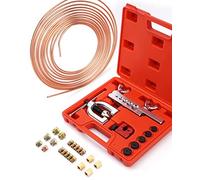 Racewill 25 ft 3/16 Copper Coated Brake Line Kit (Includes 16 Fittings and 4 Unions) + Brake Line Double & Single Flaring Tool Kit