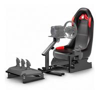 RACGTING Racing Simulator Cockpit with Seat, Adjustable Wheel &Pedal Mounts | Fits for Logitech, Thrustmaster, Fanatec, MOZA and SIMAGIC, Sturdy steel frame, Folds for upright storage