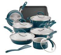 Rachael Ray 12144 Create Delicious Nonstick Cookware Pots and Pans Set, Aluminum, Teal Shimmer