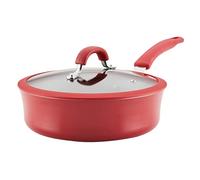 Rachael Ray 14763 Cook + Create Nonstick Sauté Pan with Lid, Aluminum, Red