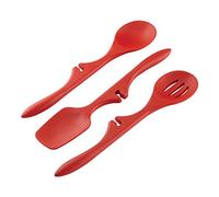 Rachael Ray 46410 Kitchen Tools and Gadgets Nonstick Utensils/Lazy Spoonula, Solid and Slotted Spoon, Silicone, Red