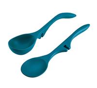 Rachael Ray 46834 Kitchen Tools and Gadgets Nonstick Utensils/Lazy Spoon and Ladle, Silicone, Marine Blue
