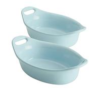 Rachael Ray 47854 2-Piece Au Gratin Set Stoneware, Ceramic, Light Blue