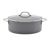 Rachael Ray 80090 Professional Hard Anodized Nonstick Cookware Oval Pasta Pot/Braiser, 8 Quart - Gray