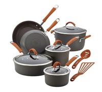 Rachael Ray 87635 Cucina Dishwasher Safe Hard Anodized Nonstick Cookware Pots and Pans Set, Aluminum, Pumpkin Orange