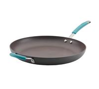 Rachael Ray Cucina Hard-Anodized Nonstick Skillet with Helper Handle, 14-Inch, Gray/Agave Blue