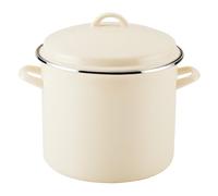 Rachael Ray Enamel on Steel Stockpot with Lid, Induction Suitable, 12 Quart, Almond Cream