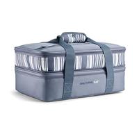 Rachael Ray Expandable Insulated Casserole Carrier for Hot or Cold Food, Thermal Lasagna Lugger Tote for Potluck, Parties, Picnic, and Cookouts, Fits 9" x 13" Baking Dish, Slate Stripe
