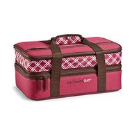 Rachael Ray Expandable Insulated Casserole Carrier for Hot or Cold Food, Thermal Lasanga Lugger Tote for Pockluck, Parties, Picnic, and Cookouts, Fits 9" x 13" Baking Dish, Burgundy