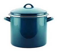 Rachael Ray Hard Enamel Nonstick Skillet 12-Quart Covered Stockpot, Marine Blue