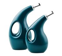 Rachael Ray Serveware Ceramic EVOO Oil and Vinegar Dispensing Bottle Set, 2 Piece, Teal