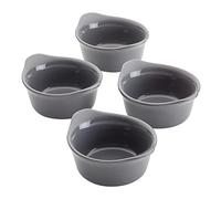 Rachael Ray Solid Glaze Ceramics Round Ramekins/Dipping Cup Set, 4 Piece, Gray