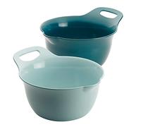Rachael Ray Tools and Gadgets Nesting/Stackable Mixing Bowl Set with Pour Spouts and Handle - 4 and 5 Quarts, Light Blue and Teal