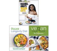 Rachel Ama Vegan Eats [Hardcover], Vegan Longevity Diet, Vegan Cookbook For Beginners 3 Books Collection Set