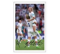 Rachel Daly & Beth Mead England Lionesses Euro 2022 Winners Signed 12x8 Inch Photo Print With Pre Printed Signature Autograph Gift