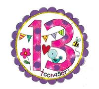 Rachel Ellen 13 Teenager Birthday Party Badge in Pale Pink Rachel Ellen Pale Pink