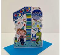 Rachel Ellen Boy Age 1 Happy Birthday Card - Dinosaur