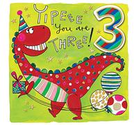 Rachel Ellen Boy Dinosaur Yipeee You are Three Age 3 Birthday Card
