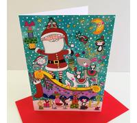 Rachel Ellen Christmas Advent Calendar Card - Santa Reindeer Sleigh