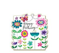 Rachel Ellen - Cloud Range - Happy Birthday! Flowers & Butterfly Design Greeting Card - CLOUD55