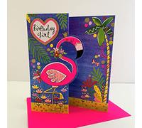 Rachel Ellen Flamingo Palm Tree Birthday Girl Card