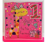 Rachel Ellen Giraffe Age 1 Happy Birthday Card