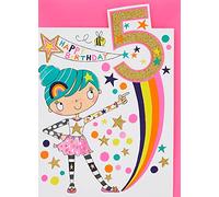 Rachel Ellen Girl Age 5 Today Happy Birthday Card - Suki Starburst
