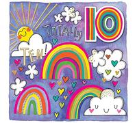 Rachel Ellen Girl Totally Ten Age 10 Birthday Card - Rainbows Sun