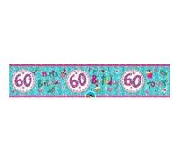Rachel Ellen Happy Foil 60Th Birthday Banner Pink/blue (One Size)
