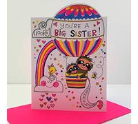 Rachel Ellen Hooray You're A Big Sister Congratulations Card - Sloths in Balloon