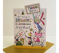 Rachel Ellen Thank You For Being A Brilliant Classroom Assistant Card - Rabbit Cat Dog Tortoise