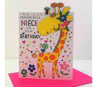 Rachel Ellen Wonderful Niece Birthday Card - Giraffe Bird Flowers