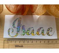 Rachel Personalized Vinyl Water Bottle Name Stickers, Kids Name Decal, Custom Name, Lettering Drinks Bottle Sticker (Holo Silver)