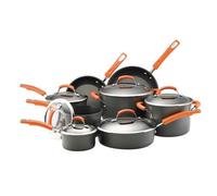 Rachel Ray Classic Brights Black Round Hard Anodised Aluminium Dishwasher Safe Cookware Set Pack Of 14