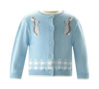 Rachel Riley Blue Gingham Bunny Cardigan - blue - 18m