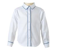 Rachel Riley Blue Piped Pique Shirt - blue - 2y