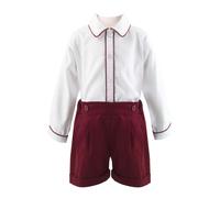 Rachel Riley Burgundy Cord Short & Shirt Set - dark red - 12m