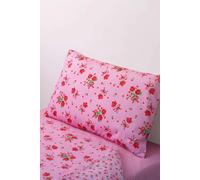 Vision Linens Strawberry Rose Pink Patterned Children's/Infant Duvet Cover & Matching Pillowcase Bedding Set, Super Soft, 100% Cotton, Machine Washable, Single Size - 140 x 200cm